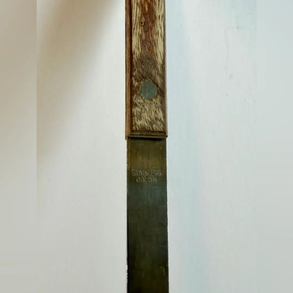 Vintage Kitchen Japan Stainless Steel 11” Spout Ladle w/ Wood Handle